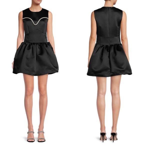 TANYA TAYLOR Noaki Embellished Mini Dress Black Silver Embellished Size 4 NEW - Picture 7 of 12